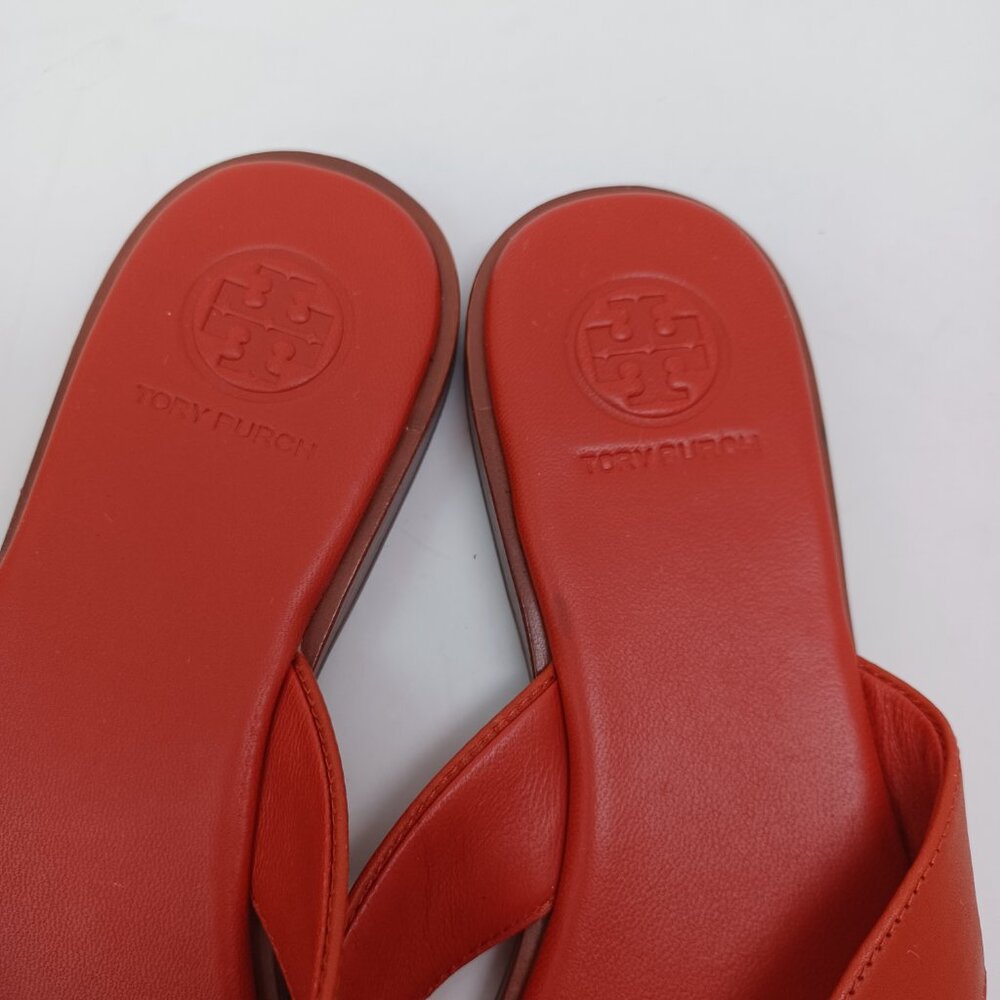 Tory Burch Sandals Rust Leather Thong Flip Flops Womens 6M - Picture 10 of 12
